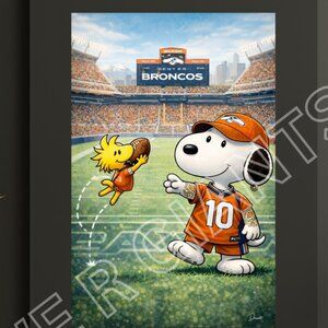 Snoopy Denver Broncos Football Art Print 11x17 Peanuts NFL Fan Wall Dec